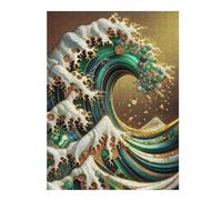 52x38cm/1000pcs Jigsaws Adults Puzzles Gifts Gold Great Wave Abstract Jigsaw Puzzle Hands-on Game Presents for Women Gifts for Friends And Family 52x38cm/1000pcs