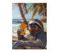 52x38cm/1000pcs Jigsaws Adults Puzzles Gifts Sloth Chillin with A Drink Jigsaw Puzzle Hands-on Game Presents for Women Gifts for Friends And Family 52x38cm/1000pcs