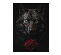 52x38cm/1000pcs Jigsaws for Adults Puzzle Black Wolf Dark Red Rose Teenagers Puzzles Brain Teaser Game Analysis And Logic Gifts for Friends And Family 52x38cm/1000pcs