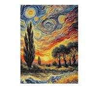 52x38cm/1000pcs Jigsaws for Adults Puzzle Starry Night Inspired Landscape Painting Jigsaw for Adults Toy Wall Decor Hand Speed Race Gifts for Friends And Family 52x38cm/1000pcs