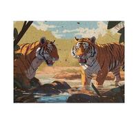 `52x38cm/1000pcs Jigsaws for Adults Puzzle Two Tigers Confront Each Other in The Wild Adult Jigsaw Puzzle Toy Wall Decor Wall Art Challenging To Complete 52x38cm/1000pcs
