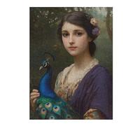 52x38cm/1000pcs Jigsaws for Adults Puzzle Young Woman with Peacock Teenagers Puzzles Brain Teaser Game Analysis And Logic Gifts for Friends And Family 52x38cm/1000pcs