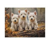 52x38cm/1000pcs Jigsaws for Teenagerss Puzzle Three West Highland White Terrier Puppies Puzzle for Adults Anti-Stress Toys Birthday Present for Is Ideal As A Gift 52x38cm/1000pcs