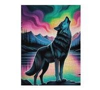 52x38cm/1000pcs Jigsaws for Teenagerss Puzzle Wolf Howling Aurora Borealis Jigsaws for Adults Relax Games Precision Cutting Birthday And Unique Gifts 52x38cm/1000pcs