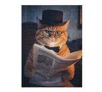 52x38cm/1000pcs Jigsaws Smart Funny Tabby Hat Cat Puzzles for Adults Anti-Stress Toys Pattern Assembly Deal As Gifts for The Whole Family 52x38cm/1000pcs