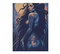 52x38cm/1000pcs Jigsaws Tattoed Woman with Moon Puzzles for Adults Anti-Stress Toys Pattern Assembly Deal As Gifts for The Whole Family 52x38cm/1000pcs