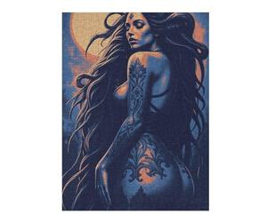 52x38cm/1000pcs Jigsaws Tattoed Woman with Moon Puzzles for Adults Anti-Stress Toys Pattern Assembly Deal As Gifts for The Whole Family 52x38cm/1000pcs