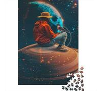 52x38cm 1000pcs Man Sitting on Planet with Bird Jigsaw Puzzle, 1000 Piece