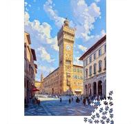 52x38cm 1000pcs Old Town Square with Clock Tower Jigsaw Puzzle, 1000 Piece