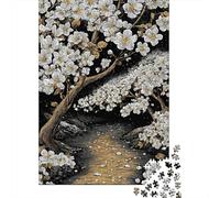 52x38cm/1000pcs, Paper Puzzle, 1000 Pieces, Cherry Blossoms by River