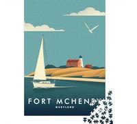 52x38cm/1000pcs, Paper Puzzle, 1000 Pieces, Fort McHenry Maryland Poster