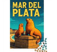 52x38cm/1000pcs, Paper Puzzle, 1000 Pieces, Mar Del Plata Sea Lions Poster