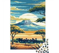 52x38cm/1000pcs, Paper Puzzle, 1000 Pieces, Nairobi Kenya Travel Poster