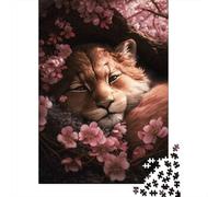 52x38cm/1000pcs, Picture Puzzle, 1000 Pieces, Cute Lion Cub Sleeping
