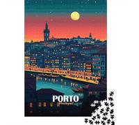 52x38cm 1000pcs Porto Portugal at Night Jigsaw Puzzle, 1000 Piece