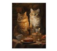 52x38cm/1000pcs Puzzle For Adults Fat Cats Dinner Kitchen Puzzle for Adults DIY Toys Presents for Women Deal As Gifts for The Whole Family 52x38cm/1000pcs
