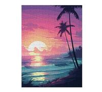 52x38cm/1000pcs Puzzle For Adults Hawaii Retro Waves Pixel Puzzle for Adults Relaxing Games Staycation Kill Time Unique Birthday And Gifts 52x38cm/1000pcs