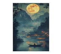 52x38cm/1000pcs Puzzle For Adults Mystical Asian Village Under Full Moon Jigsaw Puzzle Relax Games Enhance Memory Deal As Gifts for The Whole Family 52x38cm/1000pcs