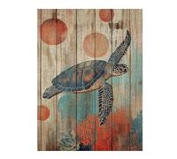 52x38cm/1000pcs Puzzle For Adults Sea Turtle on Wood Panel Art Turtle Wall Art Jigsaw Puzzle Relax Games Enhance Memory Deal As Gifts for The Whole Family 52x38cm/1000pcs