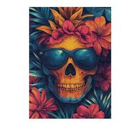 52x38cm/1000pcs Puzzle For Adults Skull in Tropical Paradise Jigsaw for Adults Hands-on Game A Work of Art Deal As Gifts for The Whole Family 52x38cm/1000pcs