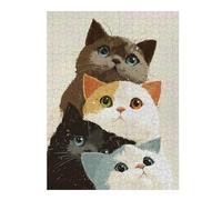 52x38cm/1000pcs Puzzle For Adults Stack of Four Cute Cats Jigsaw for Adults Hands-on Game A Work of Art Deal As Gifts for The Whole Family 52x38cm/1000pcs