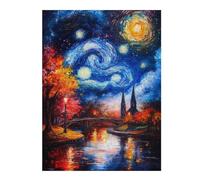 52x38cm/1000pcs Puzzle For Adults Starry Night Over Cityscape Puzzle for Adults Relaxing Games Staycation Kill Time Unique Birthday And Gifts 52x38cm/1000pcs