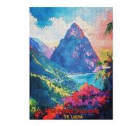 52x38cm/1000pcs Puzzle For Adults The Pitons Soufriere Art Puzzle for Adults DIY Toys Presents for Women Deal As Gifts for The Whole Family 52x38cm/1000pcs