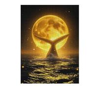 52x38cm/1000pcs Puzzle For Adults Water Splashing Around Celestial Whale Moonlit Ocean Night Jigsaw for Adults Hands-on Game A Work of Art Deal As Gifts for The Whole Family 52x38cm/1000pcs