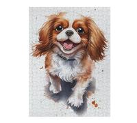52x38cm/1000pcs Puzzle For Teenagerss Happy Cavalier King Charles Spaniel Adult Puzzles Brain Teaser Game Birthday Present Birthday And Unique Gifts 52x38cm/1000pcs