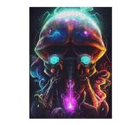 52x38cm/1000pcs Puzzle For Teenagerss Neon Skull Digital Art Adult Puzzles Brain Teaser Game Birthday Present Birthday And Unique Gifts 52x38cm/1000pcs