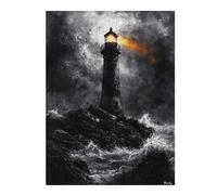 52x38cm/1000pcs Puzzle For Teenagerss Stormy Lighthouse in Dramatic Monochrome Style Adult Jigsaw Puzzle DIY Toys Analysis And Logic Parent-child Interaction 52x38cm/1000pcs