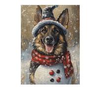 52x38cm/1000pcs Puzzles for Adults Christmas German Shepherd Snowman Puzzle for Adults Hands-on Game A Work of Art Unique Gifts for Birthday And Christmas 52x38cm/1000pcs