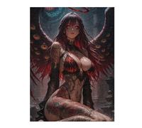 52x38cm/1000pcs Puzzles for Adults Dark Angel with Wings And Tattoos Puzzle for Adults Hands-on Game A Work of Art Unique Gifts for Birthday And Christmas 52x38cm/1000pcs