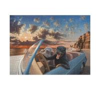 52x38cm/1000pcs Puzzles for Adults Dogs Enjoying A Coastal Drive at Sunset Jigsaw Puzzle Anti-Stress Toys Presents for Women Difficult And Challenge 52x38cm/1000pcs
