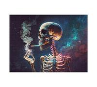 52x38cm/1000pcs Puzzles for Adults Skeleton Smoking in Space Jigsaw Puzzle Anti-Stress Toys Presents for Women Difficult And Challenge 52x38cm/1000pcs
