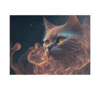 52x38cm/1000pcs Puzzles for Adults Whimsical Cat in Flames Jigsaws for Adults Relaxing Games Presents for Women Unique Gifts for Birthday And Christmas 52x38cm/1000pcs