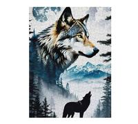 52x38cm/1000pcs Puzzles for Adults Wolf Howling Moon Landscape Teenagers Puzzles Hands-on Game Enhance Memory Unique Gifts for Birthday And Christmas 52x38cm/1000pcs