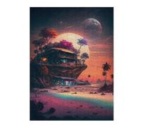 52x38cm/1000pcs Puzzles for Teenagerss Alien Beachfront Oasis -1 Jigsaw for Adults Brain Teaser Game But Fun And Humorous for Birthday, Chrismas 52x38cm/1000pcs