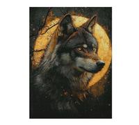 52x38cm/1000pcs Puzzles for Teenagerss Alpha Wolf Under Full Moon Adult Jigsaw Brain Teaser Game Presents for Women for Birthday, Chrismas 52x38cm/1000pcs