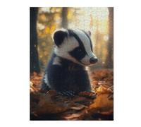 52x38cm/1000pcs Puzzles for Teenagerss Cute Badger in Autumn Jigsaw Puzzle Toy Wall Decor Difficult Challenge Stress Reduction Gifts 52x38cm/1000pcs