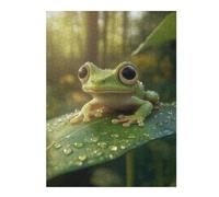 52x38cm/1000pcs Puzzles for Teenagerss Cute Green Frog on Leaf Jigsaw Puzzle Toy Wall Decor Difficult Challenge Stress Reduction Gifts 52x38cm/1000pcs