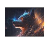 52x38cm/1000pcs Puzzles for Teenagerss Flame-Wrapped Wolf Portrait Jigsaw for Adults Relax Games Presents for Women Deal As Gifts for The Whole Family 52x38cm/1000pcs