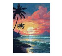 52x38cm/1000pcs Puzzles for Teenagerss Hawaii Sunset Waves Pixel Jigsaw Puzzle Toy Wall Decor Difficult Challenge Stress Reduction Gifts 52x38cm/1000pcs