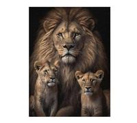 52x38cm/1000pcs Puzzles for Teenagerss Lions Portrait on Dark Jigsaw Puzzle Toy Wall Decor Difficult Challenge Stress Reduction Gifts 52x38cm/1000pcs