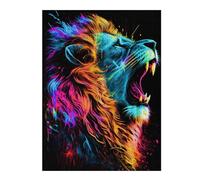 52x38cm/1000pcs Puzzles for Teenagerss Neon Roar Vibrant Lion Artwork Jigsaw for Adults Relax Games Presents for Women Deal As Gifts for The Whole Family 52x38cm/1000pcs