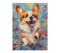 52x38cm/1000pcs Puzzles for Teenagerss Palette Corgi Dog Painting Jigsaw Puzzle Toy Wall Decor Difficult Challenge Stress Reduction Gifts 52x38cm/1000pcs