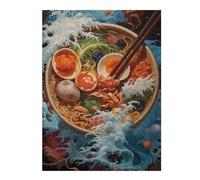 52x38cm/1000pcs Puzzles for Teenagerss Wave Off Kanagawa Ramen Adult Puzzles Hands-on Game Pattern Assembly Unique Birthday And Gifts 52x38cm/1000pcs