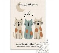 52x38cm 1000pcs SwinginWhiskers Jazz Cats Jigsaw Puzzle, 1000 Piece
