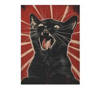 52x38cm/1000pcs Teenagers Pieces Jigsaw Puzzle Black Cat Propaganda Art Puzzles for Adults Hands-on Game Perfect Decoration Challenging To Complete 52x38cm/1000pcs