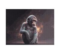 52x38cm/1000pcs Teenagers Pieces Jigsaw Puzzle Galactic Gorilla Cosmic Chimpanzee Portrait Puzzle for Adults Toy Wall Decor Perfect Decoration Challenging To Complete 52x38cm/1000pcs